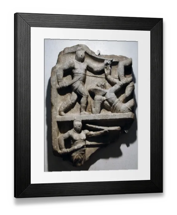 Framed Print : Commemorative relief of an unknown gladiators ventures, por Framed Print : Commemorative relief of an unknown gladiators ventures, por