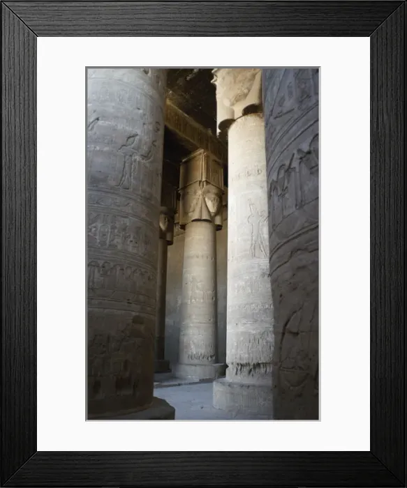Framed Print : Egypt. Dendera. Hathor Temple. Hypostyle hall with Hathoric Framed Print : Egypt. Dendera. Hathor Temple. Hypostyle hall with Hathoric