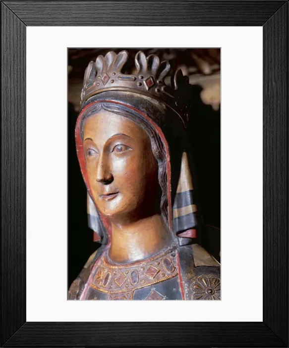 Framed Print : Our Lady of Good Help. Polychrome woodcarving. 13th century Framed Print : Our Lady of Good Help. Polychrome woodcarving. 13th century