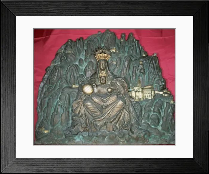 Framed Print : Virgin of Montserrat and the Mountain. 18th. century. Gilded Framed Print : Virgin of Montserrat and the Mountain. 18th. century. Gilded