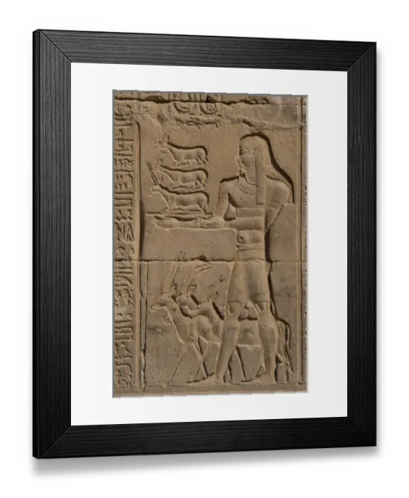 Framed Print : Egyptian Art. Temple of Kom Ombo. Offerer. Relief Framed Print : Egyptian Art. Temple of Kom Ombo. Offerer. Relief