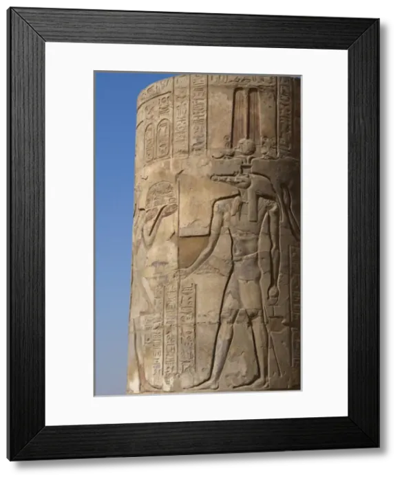 Framed Print : Egyptian Art. Temple of Kom Ombo. The god Sobek wearing shut Framed Print : Egyptian Art. Temple of Kom Ombo. The god Sobek wearing shut