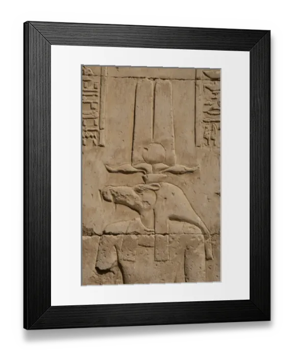 Framed Print : Egyptian Art. Temple of Kom Ombo. The god Sobek wearing shut Framed Print : Egyptian Art. Temple of Kom Ombo. The god Sobek wearing shut