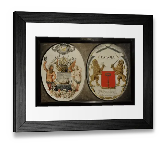 Framed Print : The Arms of the Dutch East India Company and of the Town of Framed Print : The Arms of the Dutch East India Company and of the Town of