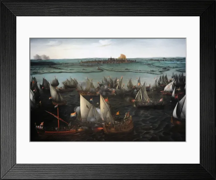 Framed Print : Battle between Dutch and Spanish ships on the Haarlemmermeer Framed Print : Battle between Dutch and Spanish ships on the Haarlemmermeer