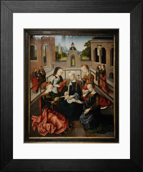 Framed Print : The Virgin and Child with Four Holy Virgins, c. 1495-1500, b Framed Print : The Virgin and Child with Four Holy Virgins, c. 1495-1500, b