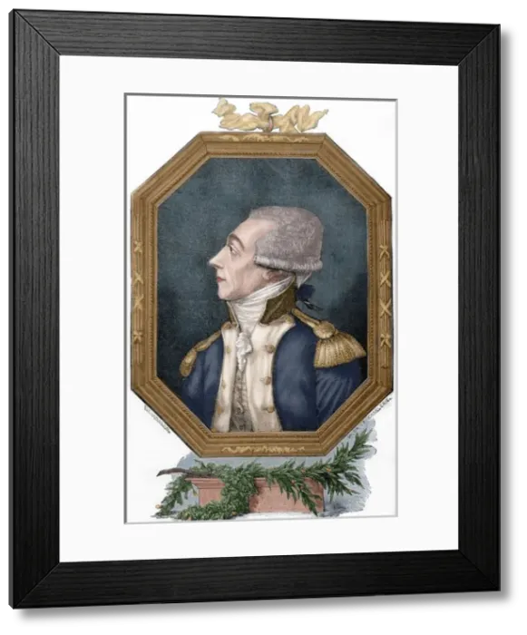 Framed Print : Marquis of La Fayette (1757-1834). Colored engraving