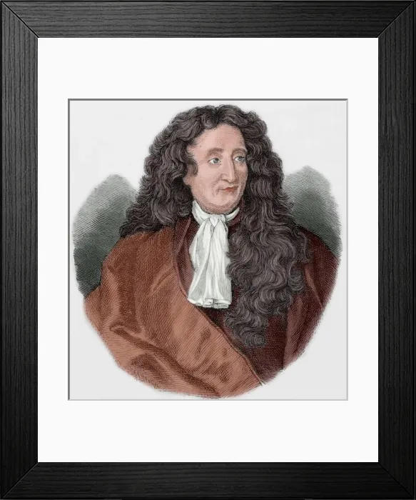 Framed Print : Jean de la Fontaine (1621-1695). Colored engraving Framed Print : Jean de la Fontaine (1621-1695). Colored engraving