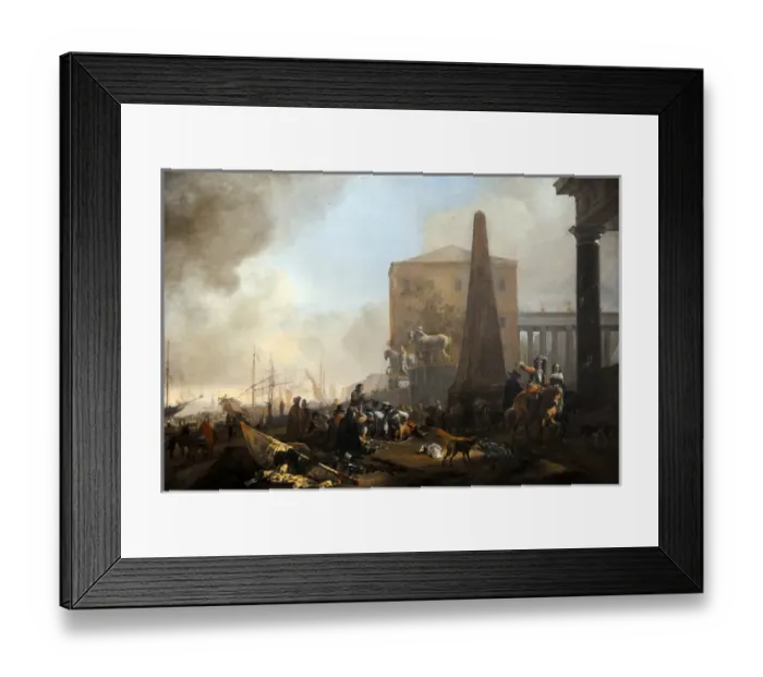 Framed Print : View of an Italian Harbour, 1649, by Jan Baptist Weenix (162 Framed Print : View of an Italian Harbour, 1649, by Jan Baptist Weenix (162