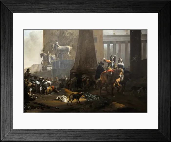 Framed Print : View of an Italian Harbour, 1649, by Jan Baptist Weenix (162 Framed Print : View of an Italian Harbour, 1649, by Jan Baptist Weenix (162