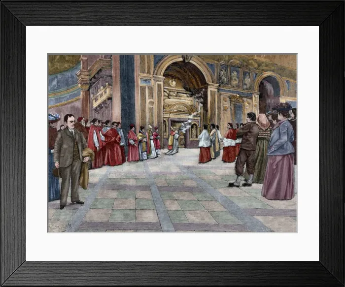 Framed Print : Opening of sepulchral monument of Pope Innocent III in the B Framed Print : Opening of sepulchral monument of Pope Innocent III in the B