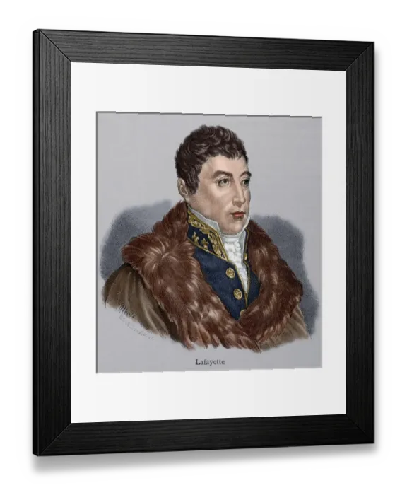 Framed Print : Marquis of La Fayette (1757-1834). Colored engraving Framed Print : Marquis of La Fayette (1757-1834). Colored engraving