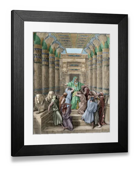 Framed Print : Joseph recognized by his brothers. Engraving. Colored Framed Print : Joseph recognized by his brothers. Engraving. Colored