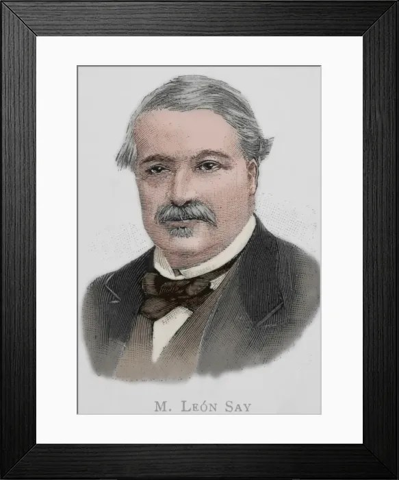Framed Print : Leon Say (1826-1896). Engraving. Colored Framed Print : Leon Say (1826-1896). Engraving. Colored