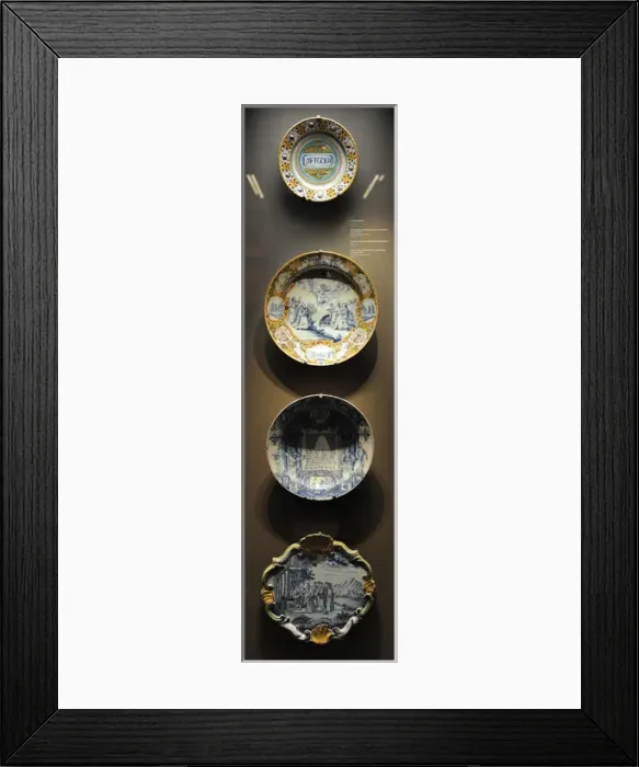 Framed Print : Ceramic. Plates decorated with scenes religious, 17th-18th ce Framed Print : Ceramic. Plates decorated with scenes religious, 17th-18th ce
