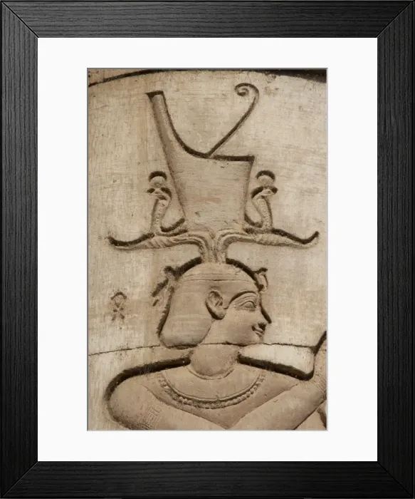Framed Print : Egyptian Art. Temple of Kom Ombo. Pharaoh offering wearing R Framed Print : Egyptian Art. Temple of Kom Ombo. Pharaoh offering wearing R