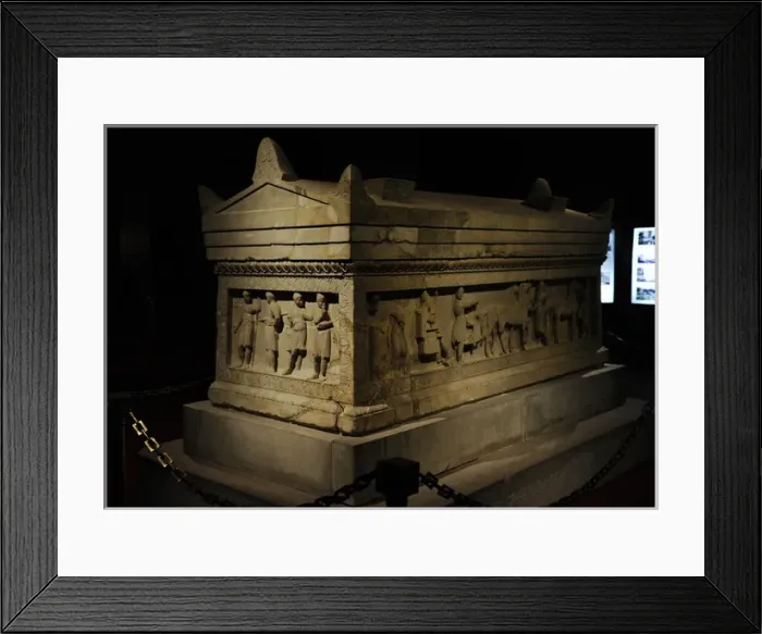 Framed Print : Lycian Sarcophagus. 5th century BC. Paros marble Framed Print : Lycian Sarcophagus. 5th century BC. Paros marble