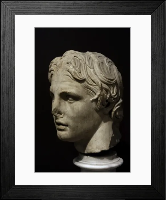 Framed Print : Head of Alexander the Great (356-323 BC). Marble. 2nd centur Framed Print : Head of Alexander the Great (356-323 BC). Marble. 2nd centur