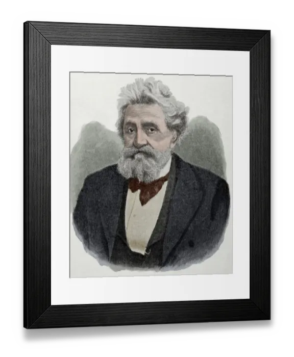 Framed Print : Hermann Lingg (1820 A?o??n? 1905). German poet. Engraving