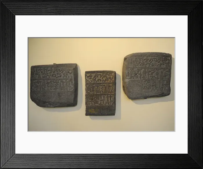 Framed Print : Hitite slabs with hieroglyphic inscription about the activit Framed Print : Hitite slabs with hieroglyphic inscription about the activit