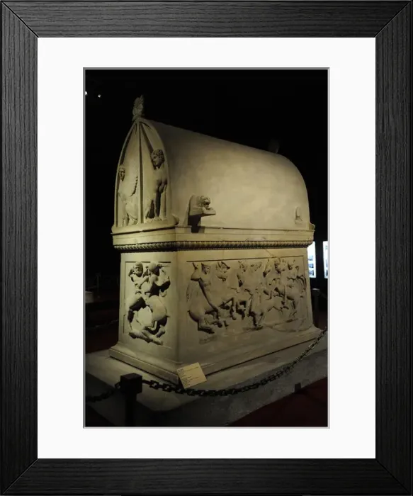 Framed Print : Lycian Sarcophagus. 5th century BC. Paros marble