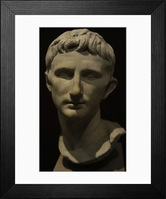 Framed Print : Bust of Emperor Augustus (63 BC-14 AD). Marble Framed Print : Bust of Emperor Augustus (63 BC-14 AD). Marble