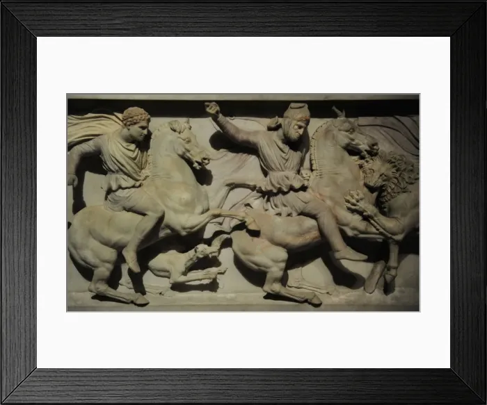 Framed Print : Alexander Sarcophagus. 4th century BC. Alexander and the Mac Framed Print : Alexander Sarcophagus. 4th century BC. Alexander and the Mac