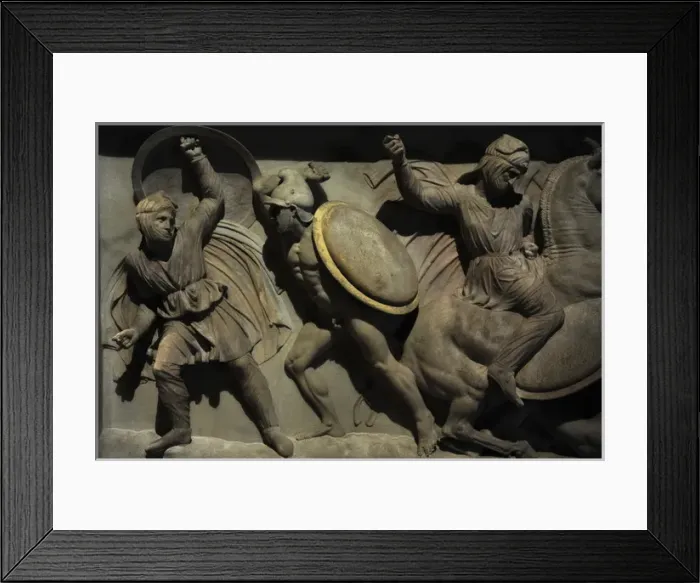 Framed Print : Alexander Sarcophagus. 4th century BC. Color reconstruction Framed Print : Alexander Sarcophagus. 4th century BC. Color reconstruction