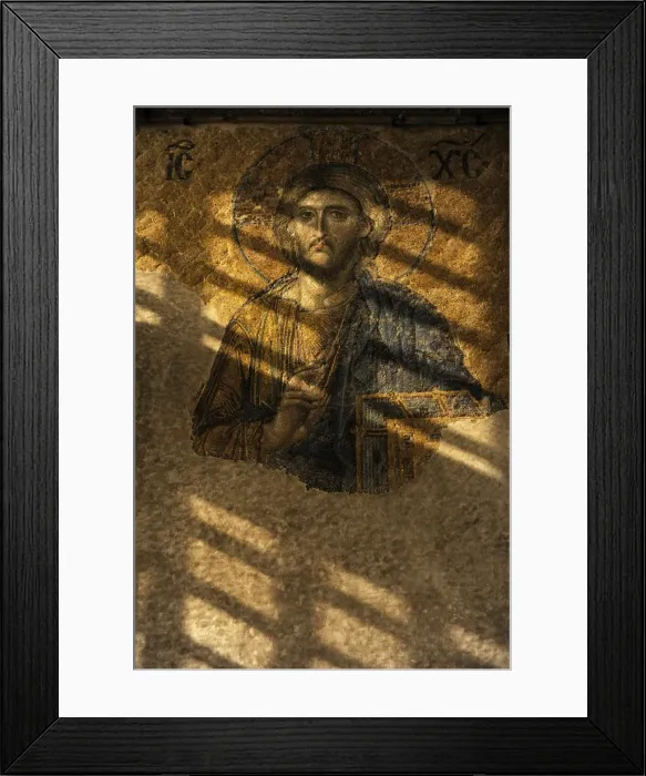 Framed Print : Mosaic of the Deesis. 13th century. Detail of Christ. Hagia Framed Print : Mosaic of the Deesis. 13th century. Detail of Christ. Hagia