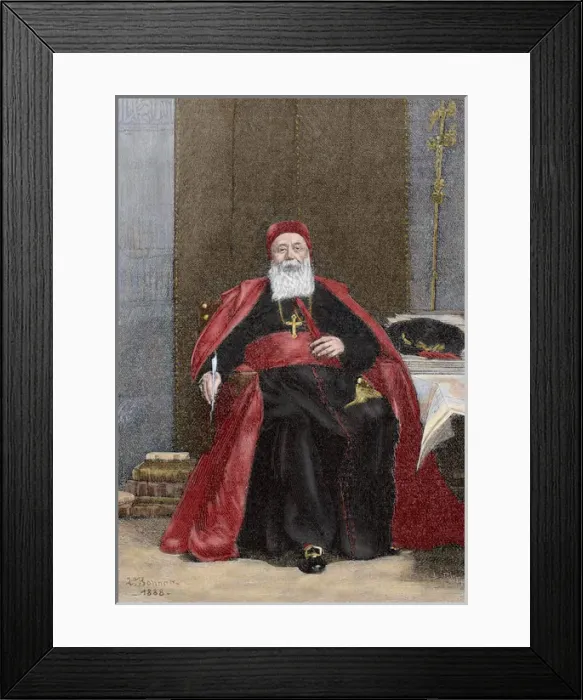 Framed Print : Cardinal Charles Lavigerie (1825-1892). Colored engraving Framed Print : Cardinal Charles Lavigerie (1825-1892). Colored engraving