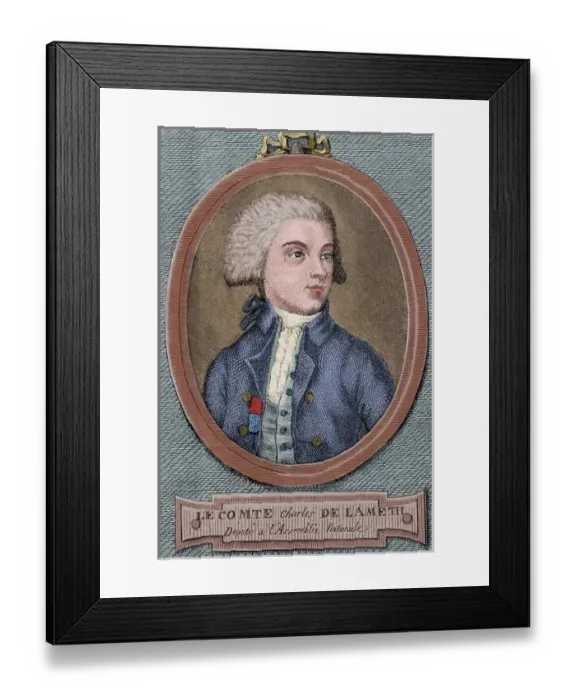 Framed Print : Charles Malo de Lameth (1757-1832). Colored engraving Framed Print : Charles Malo de Lameth (1757-1832). Colored engraving