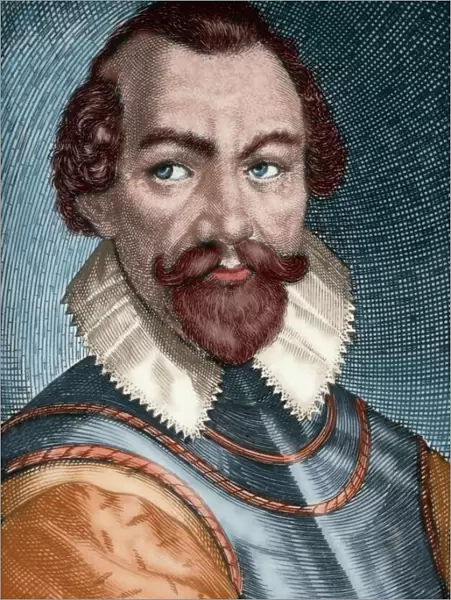 Sir Martin Frobisher (1535-1594). Engraving. Colored