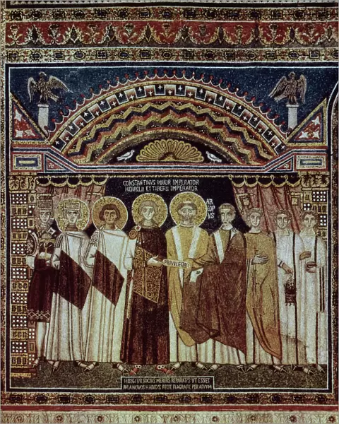 Byzantine Emperor Constantine IV (652-658) and his retinue