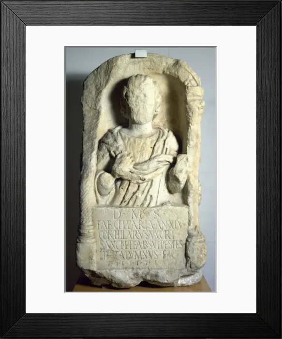 Framed Print : Spain. Roman funerary monument to Fabia Cellaria. 2nd centur Framed Print : Spain. Roman funerary monument to Fabia Cellaria. 2nd centur