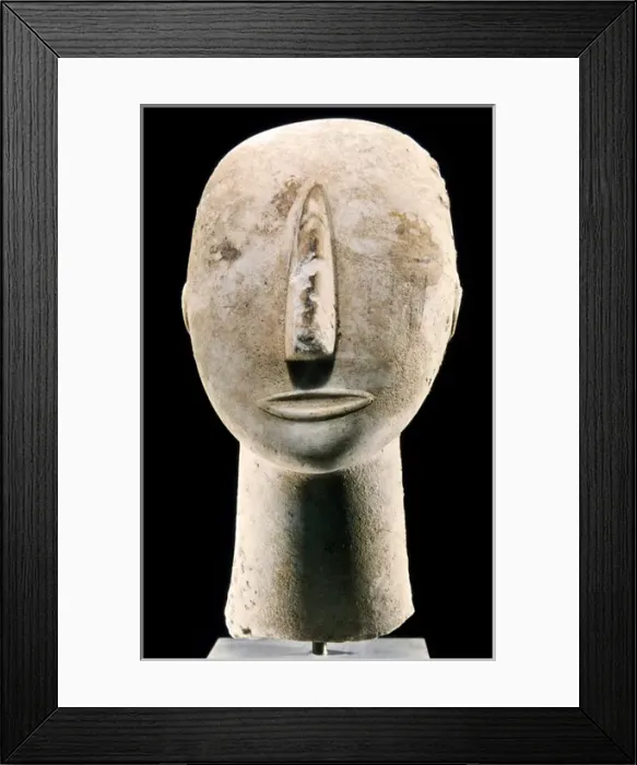 Framed Print : Greece. Cycladic civilization. 3rd millenium BC. Marble head Framed Print : Greece. Cycladic civilization. 3rd millenium BC. Marble head