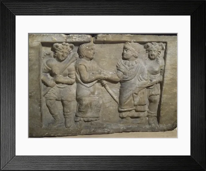 Framed Print : Spain. Etruscan art. Urn. Farewell between spouses. Detail Framed Print : Spain. Etruscan art. Urn. Farewell between spouses. Detail