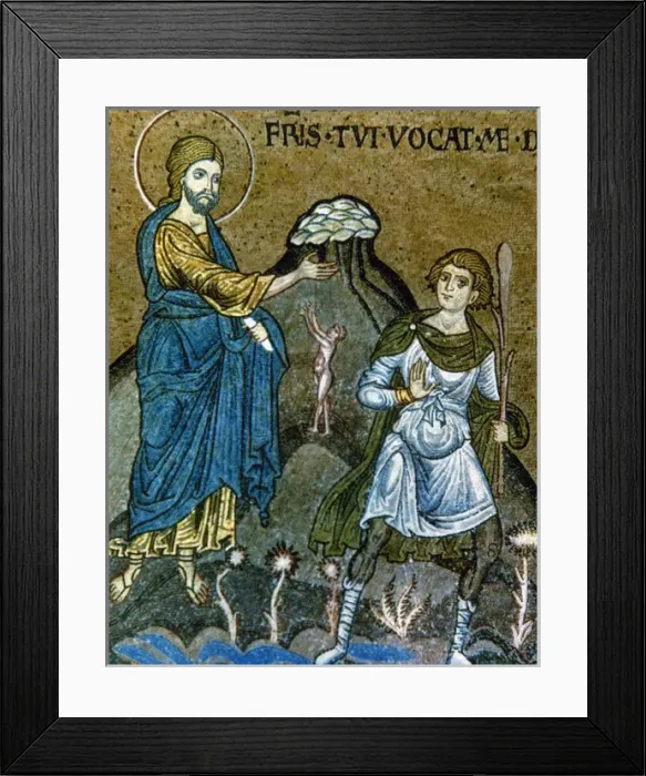 Framed Print : The curse of Cain. Mosaic. Palace of the Normans. Palermo Framed Print : The curse of Cain. Mosaic. Palace of the Normans. Palermo