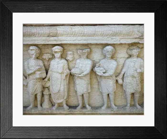 Framed Print : Roman art. Syria. Reliefs of a sacrifice. Palmyra Archaeolog Framed Print : Roman art. Syria. Reliefs of a sacrifice. Palmyra Archaeolog