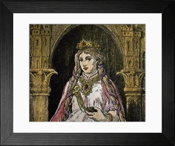 Framed Print : Tristan and Iseult. Princess Iseult. Engraving. Color, 1882 Framed Print : Tristan and Iseult. Princess Iseult. Engraving. Color, 1882