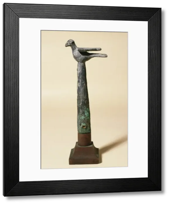Framed Print : Phoenician art. Bronze badge, topped with a bird. Manacor. S Framed Print : Phoenician art. Bronze badge, topped with a bird. Manacor. S