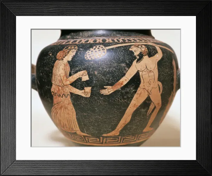 Framed Print : Stamnos. Classic period. 5th BC century. Red-figure pottery Framed Print : Stamnos. Classic period. 5th BC century. Red-figure pottery