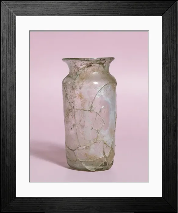 Framed Print : Roman Art. Spain. Small jar for ointments with neck. Clear b Framed Print : Roman Art. Spain. Small jar for ointments with neck. Clear b