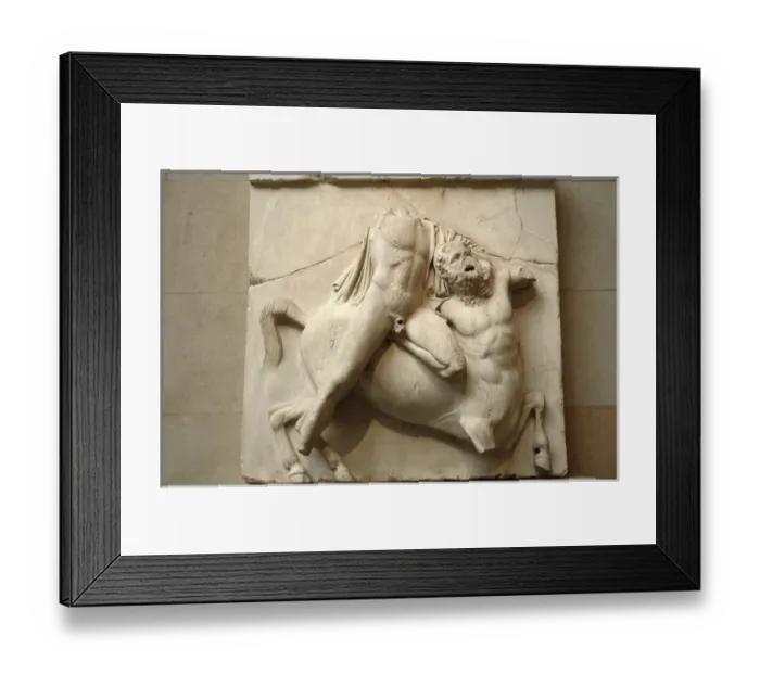 Framed Print : Metope. Parthenon marbles. Battle between the Centaurs and A Framed Print : Metope. Parthenon marbles. Battle between the Centaurs and A