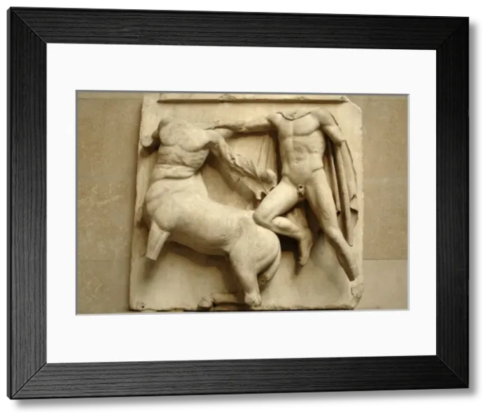 Framed Print : Metope. Parthenon marbles. Battle between the Centaurs and t Framed Print : Metope. Parthenon marbles. Battle between the Centaurs and t