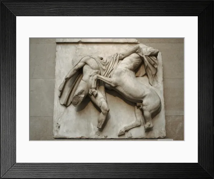 Framed Print : Metope. Parthenon marbles. Battle between the Centaurs and t Framed Print : Metope. Parthenon marbles. Battle between the Centaurs and t