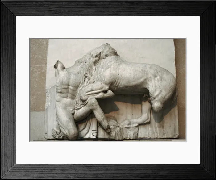 Framed Print : Metope. Parthenon marbles. Battle between the Centaurs and t Framed Print : Metope. Parthenon marbles. Battle between the Centaurs and t