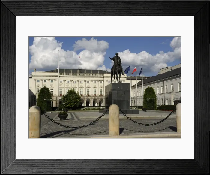 Framed Print : Poland. Warsaw. Presidential Palace and statue of Prince Joz Framed Print : Poland. Warsaw. Presidential Palace and statue of Prince Joz