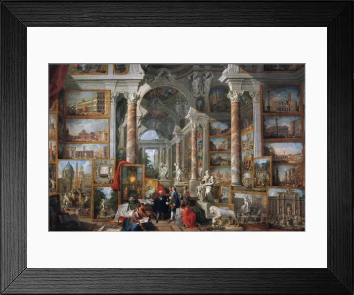 Framed Print : Giovanni Paolo Panini (1691-1765). Picture gallery with view Framed Print : Giovanni Paolo Panini (1691-1765). Picture gallery with view