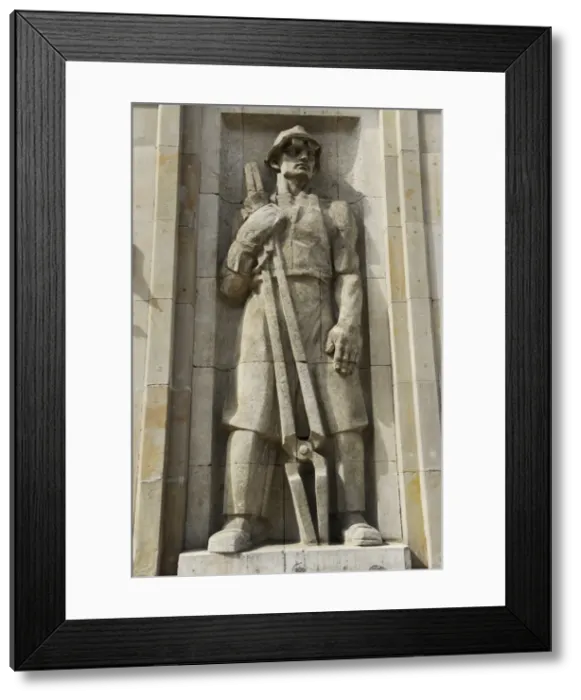 Framed Print : Poland. Warsaw. Socialist relief. Constitution Square Framed Print : Poland. Warsaw. Socialist relief. Constitution Square