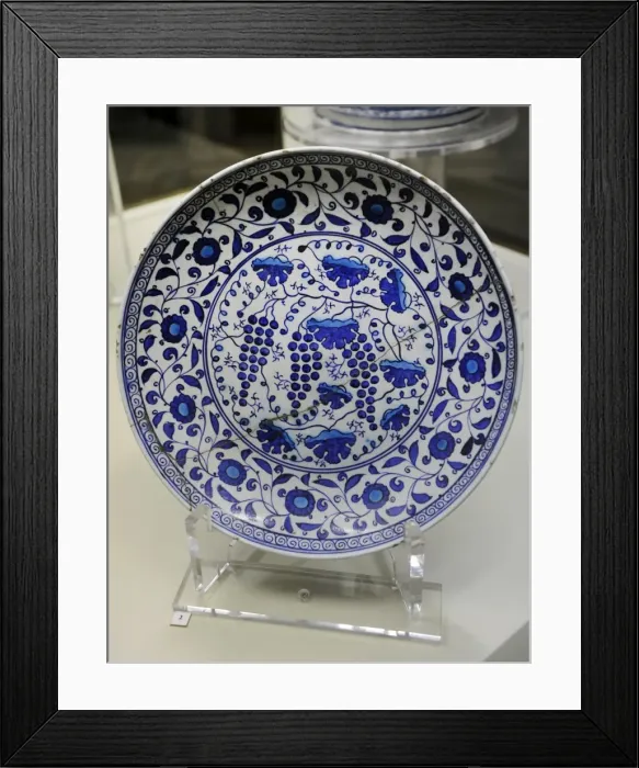 Framed Print : Blue and white plate with turquoise, 1530-1545. Iznik Framed Print : Blue and white plate with turquoise, 1530-1545. Iznik